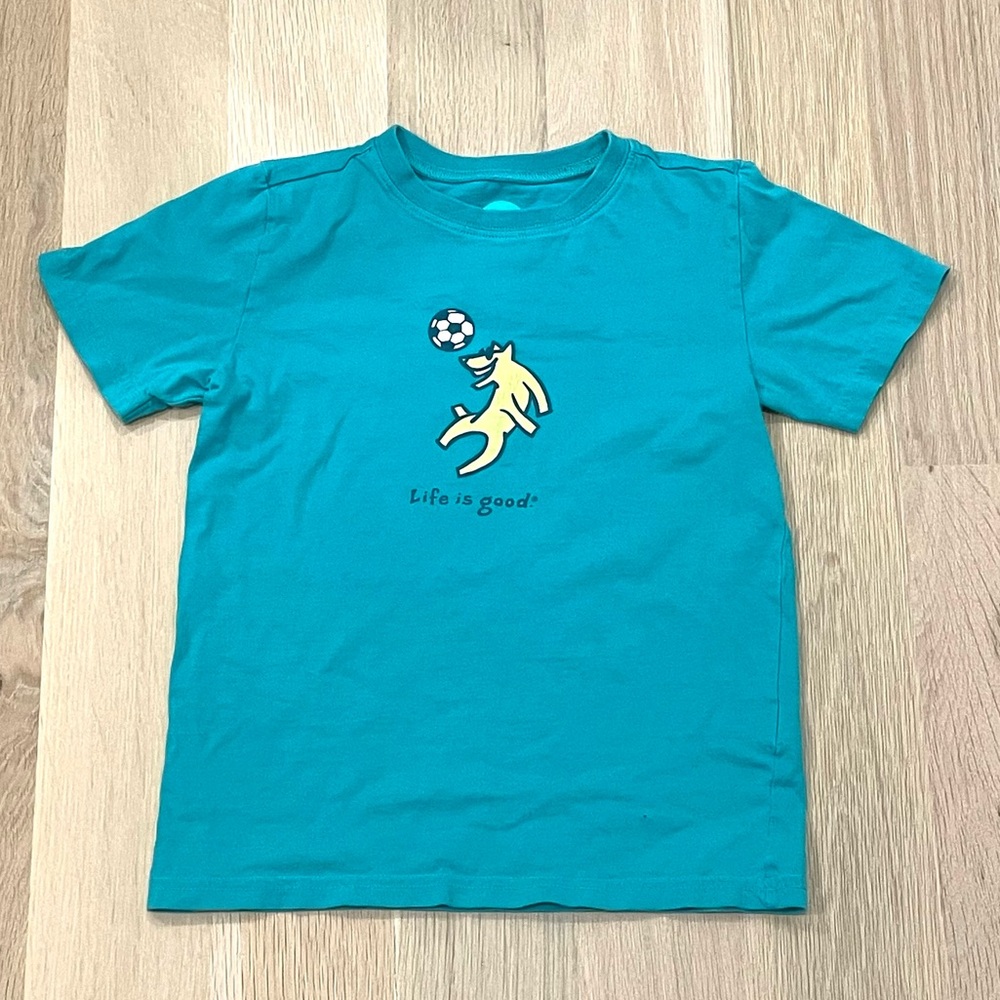 Life Is Good Kids Vintage Crusher Soccer Dog Tee 5/6